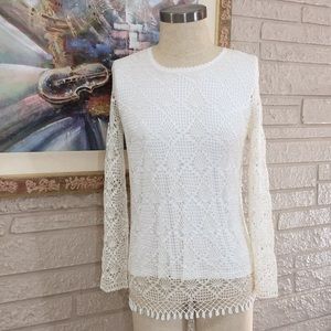 Spiegel Reflections Crochet Beaded Hem Tunic Top